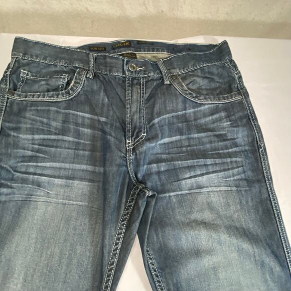 Helix Jeans 36x32 Mens Slim Boot Cut Blue Denim Pants Measures 40x34 Flap Pocket - Picture 5 of 13